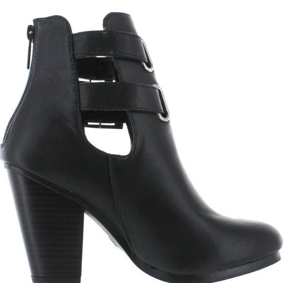 Breckelles G27 Block Bootie Black double buckle 9 - Picture 2 of 4